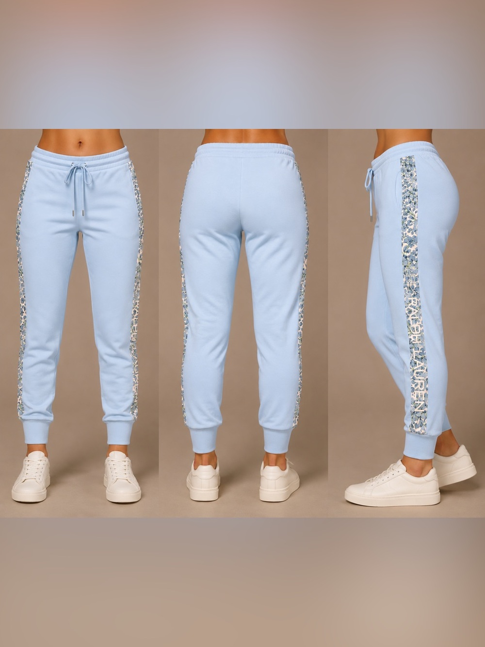 Lauren Ralph Lauren Light Blue Jogger Pants with side floral accent